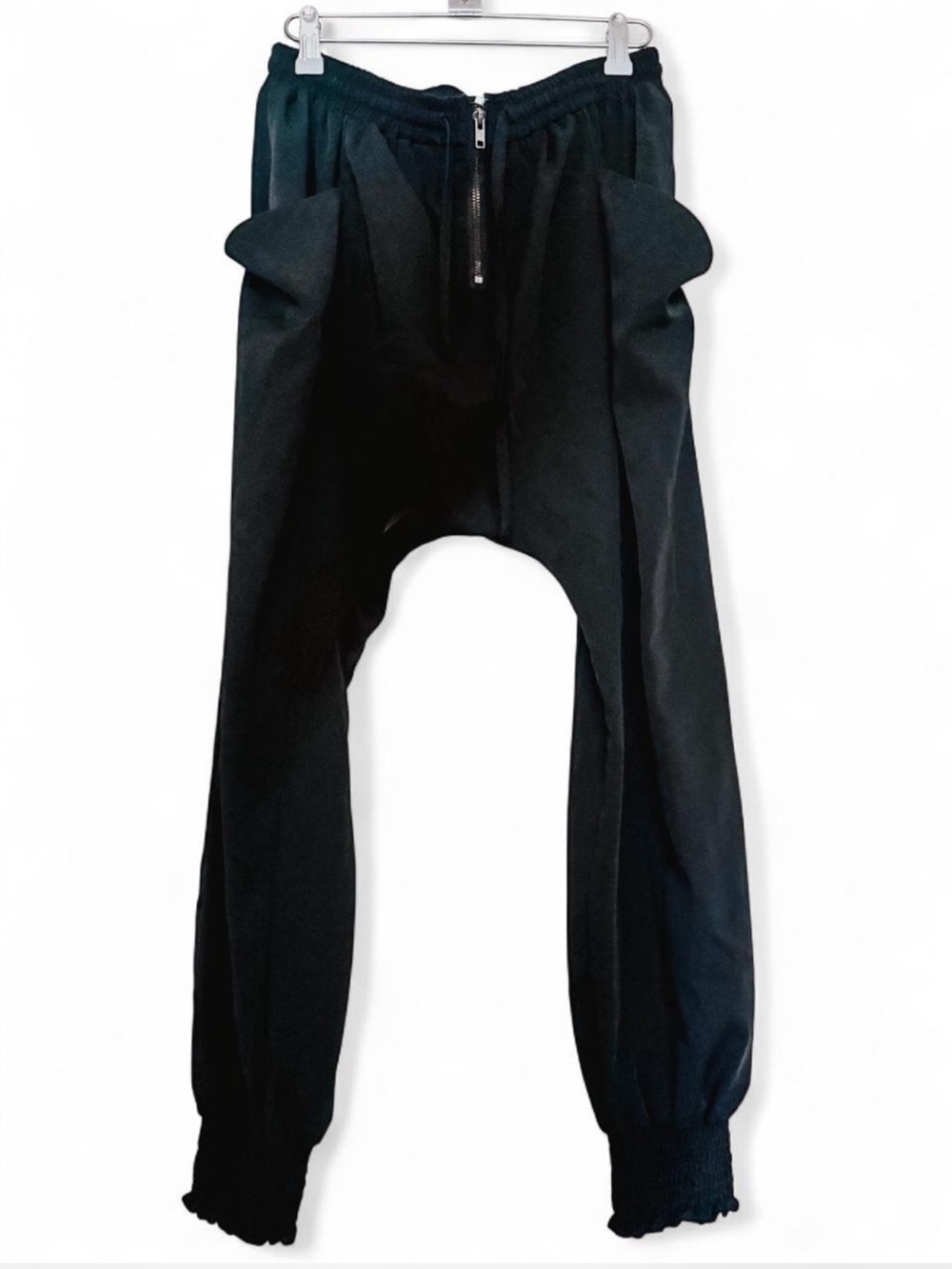 🆓 Black Drop-Crotch Jogger Pants - Women